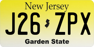 NJ license plate J26ZPX