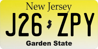 NJ license plate J26ZPY
