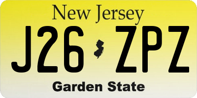 NJ license plate J26ZPZ