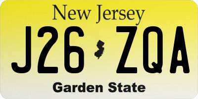 NJ license plate J26ZQA