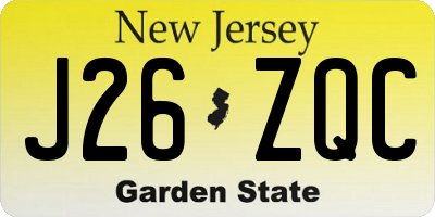 NJ license plate J26ZQC