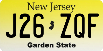 NJ license plate J26ZQF