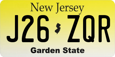 NJ license plate J26ZQR