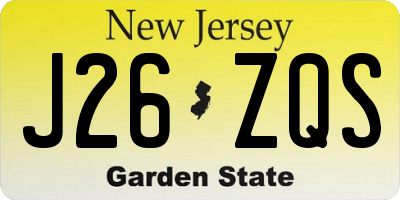 NJ license plate J26ZQS