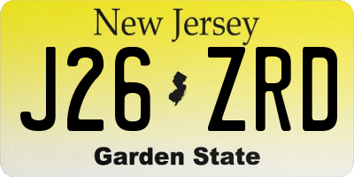 NJ license plate J26ZRD