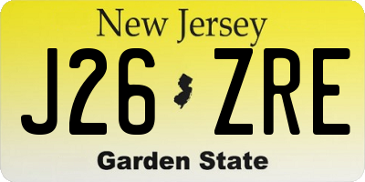 NJ license plate J26ZRE