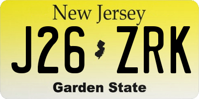 NJ license plate J26ZRK