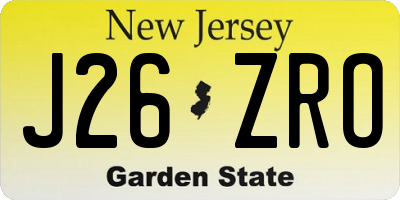 NJ license plate J26ZRO
