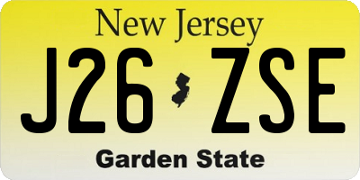 NJ license plate J26ZSE