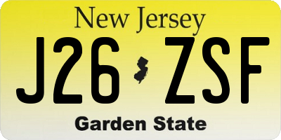 NJ license plate J26ZSF