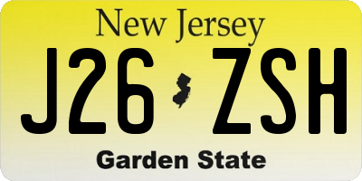 NJ license plate J26ZSH