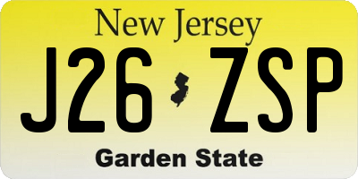 NJ license plate J26ZSP