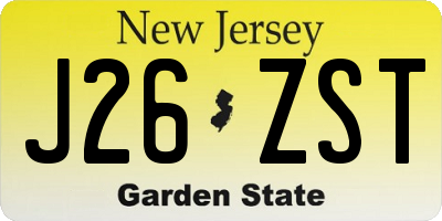 NJ license plate J26ZST