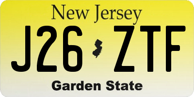 NJ license plate J26ZTF