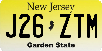 NJ license plate J26ZTM