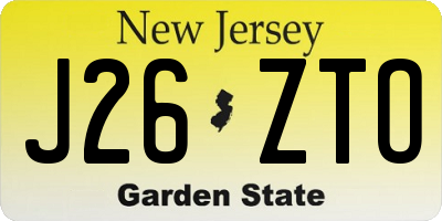 NJ license plate J26ZTO