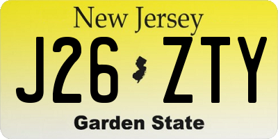 NJ license plate J26ZTY