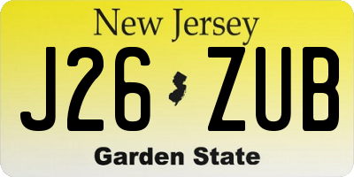 NJ license plate J26ZUB