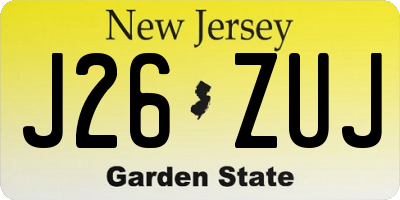 NJ license plate J26ZUJ