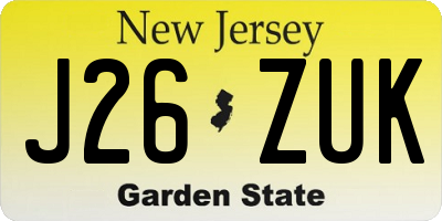 NJ license plate J26ZUK