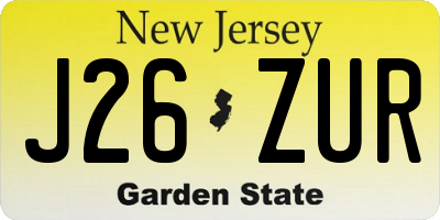 NJ license plate J26ZUR