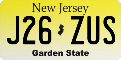 NJ license plate J26ZUS