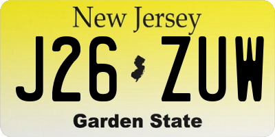 NJ license plate J26ZUW