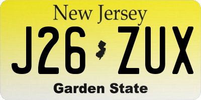 NJ license plate J26ZUX