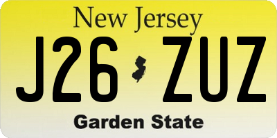 NJ license plate J26ZUZ