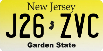 NJ license plate J26ZVC