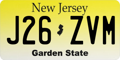 NJ license plate J26ZVM
