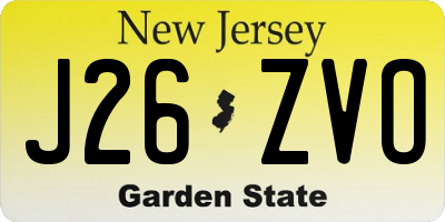 NJ license plate J26ZVO