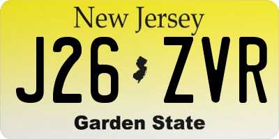 NJ license plate J26ZVR
