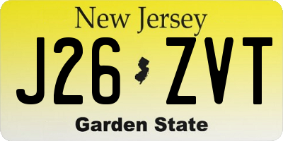 NJ license plate J26ZVT