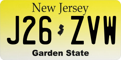 NJ license plate J26ZVW