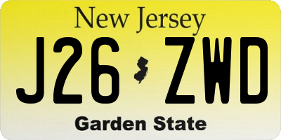 NJ license plate J26ZWD