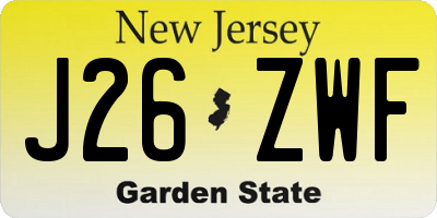 NJ license plate J26ZWF