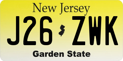 NJ license plate J26ZWK