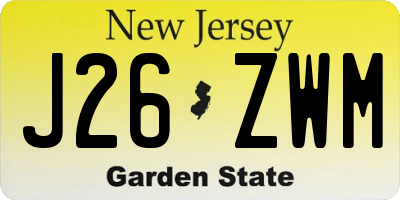 NJ license plate J26ZWM
