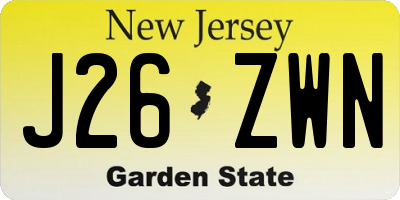 NJ license plate J26ZWN