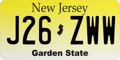 NJ license plate J26ZWW