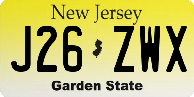 NJ license plate J26ZWX