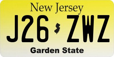 NJ license plate J26ZWZ