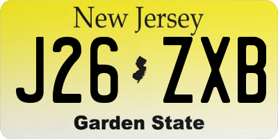 NJ license plate J26ZXB