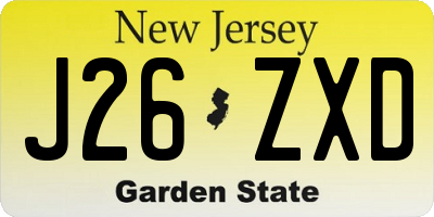 NJ license plate J26ZXD
