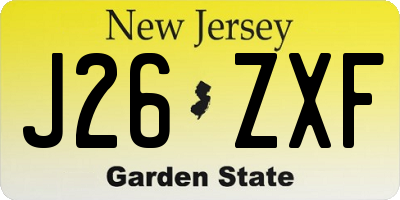 NJ license plate J26ZXF