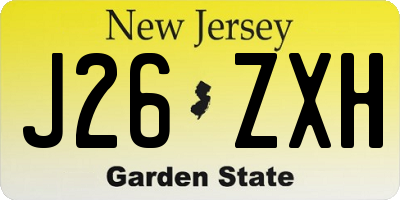 NJ license plate J26ZXH