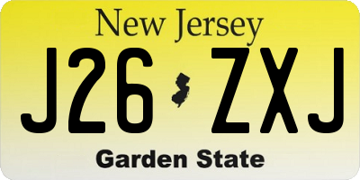NJ license plate J26ZXJ