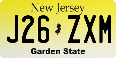 NJ license plate J26ZXM
