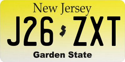 NJ license plate J26ZXT